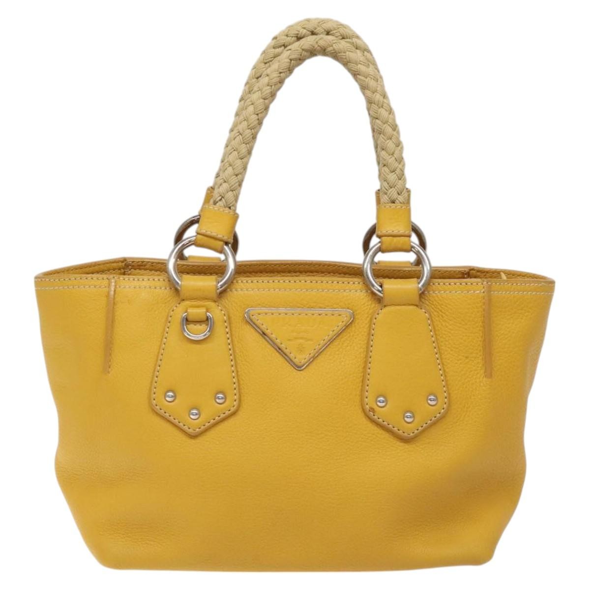 Prada Vintage Handbag Leather Yellow Leather Handbag