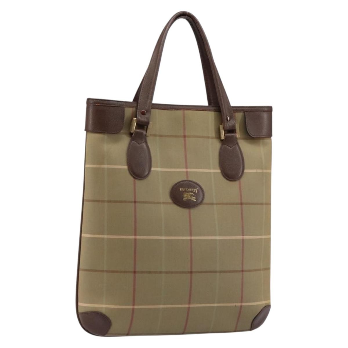 Burberry Nova Check Tote Canvas Check Pattern Beige Canvas Tote Bag