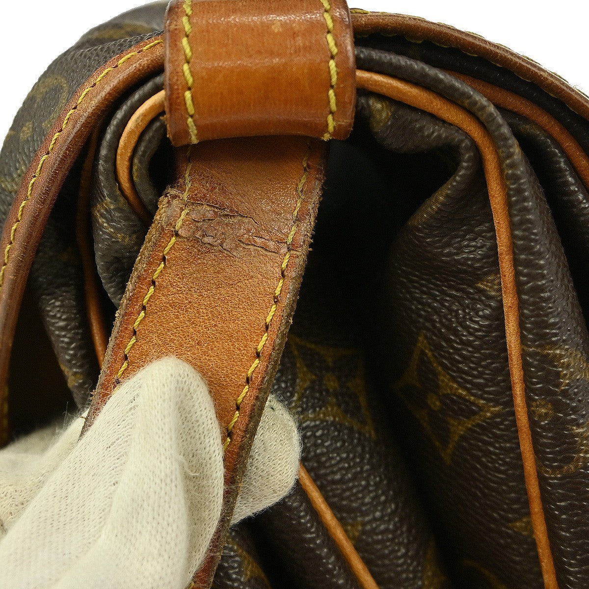 Louis Vuitton Saumur Handbag Monogram Canvas Brown Canvas Shoulder Bag
