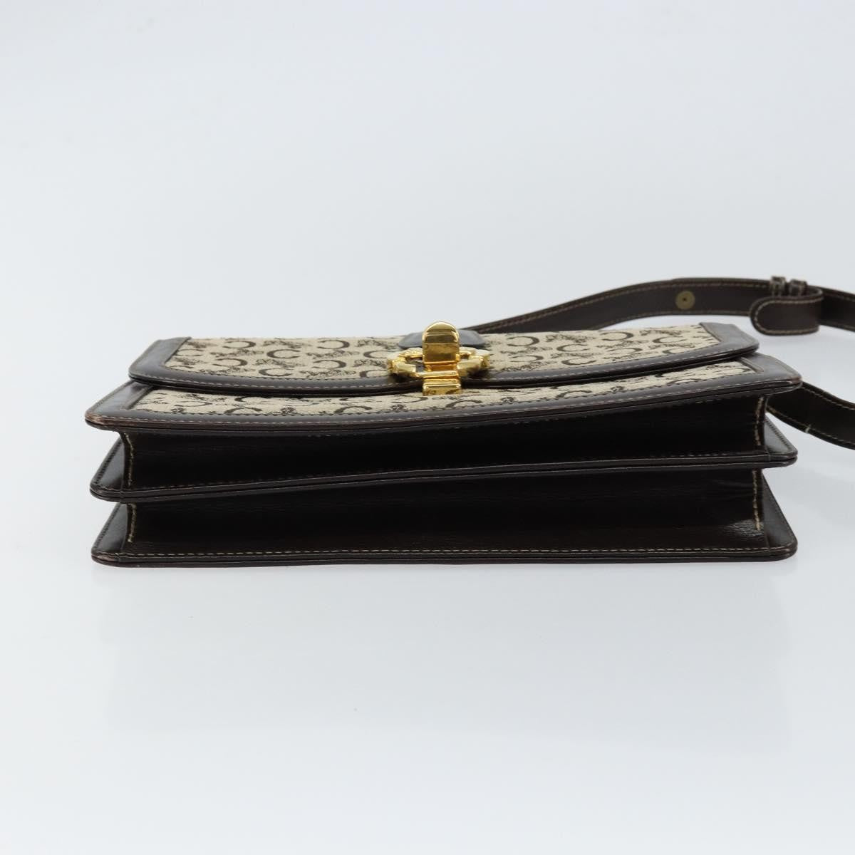Celine C Sulky Shoulder Bag Canvas And Leather Brown Canvas Shoulder Bag Bag