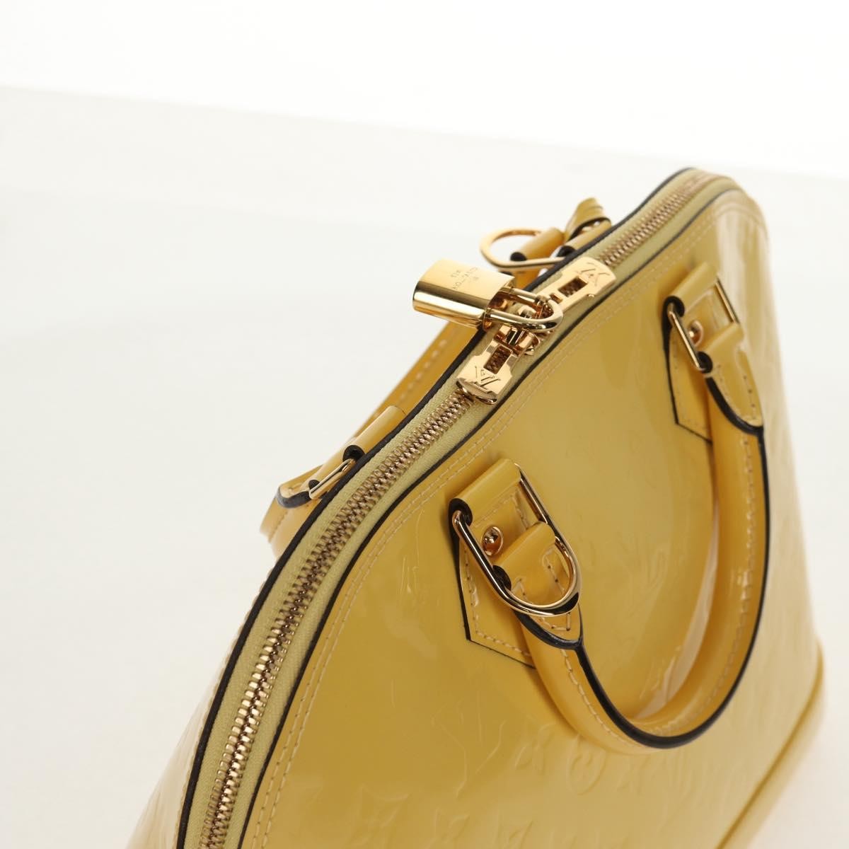 Louis Vuitton Alma Handbag Monogram Vernis Yellow Patent_Leather Handbag