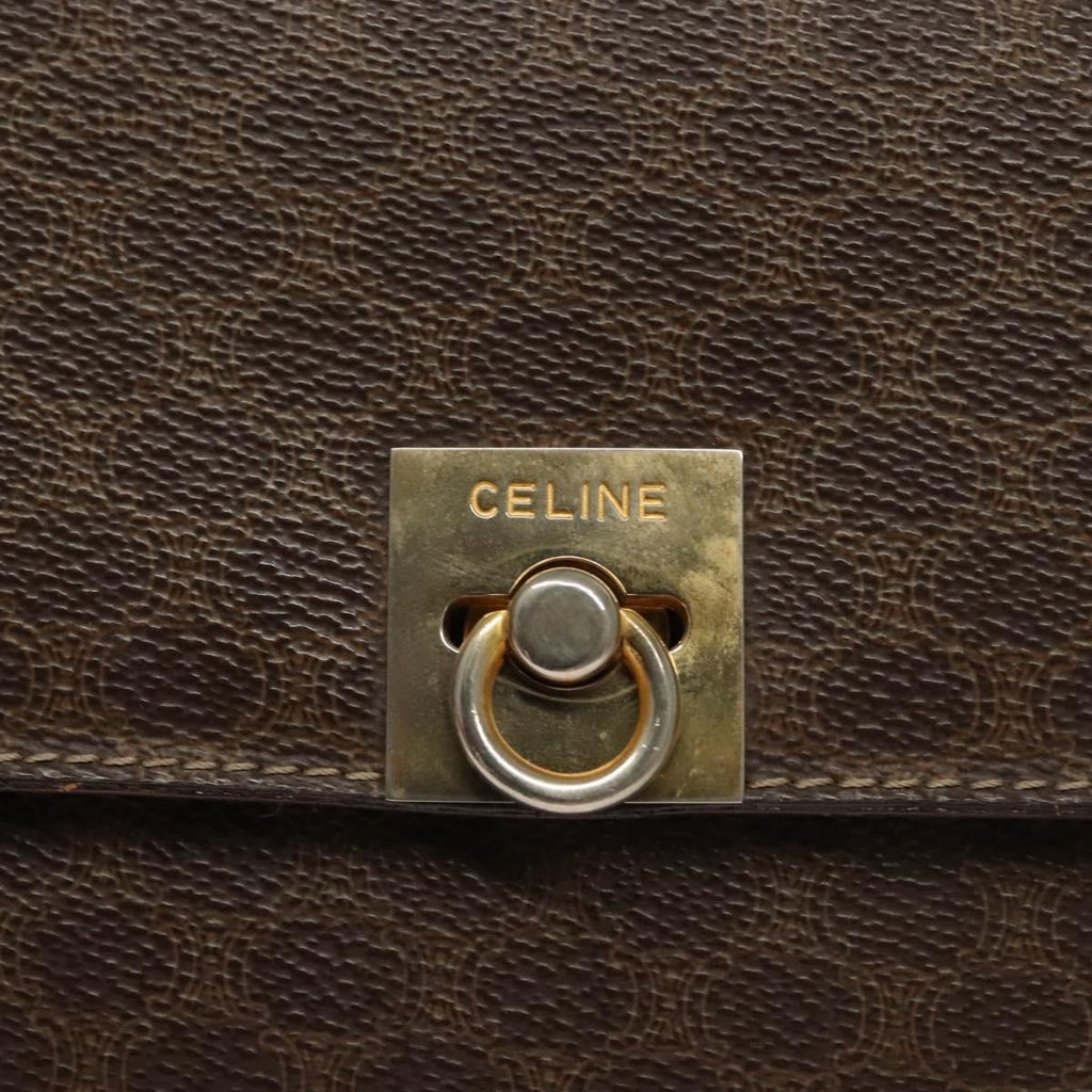 Celine Macadam Handbag Macadam With Leather Brown Canvas Handbag
