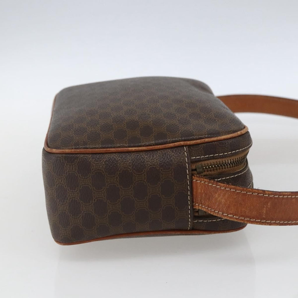 Celine Vintage Macadam Shoulder Bag Canvas Brown Canvas Shoulder Bag Bag