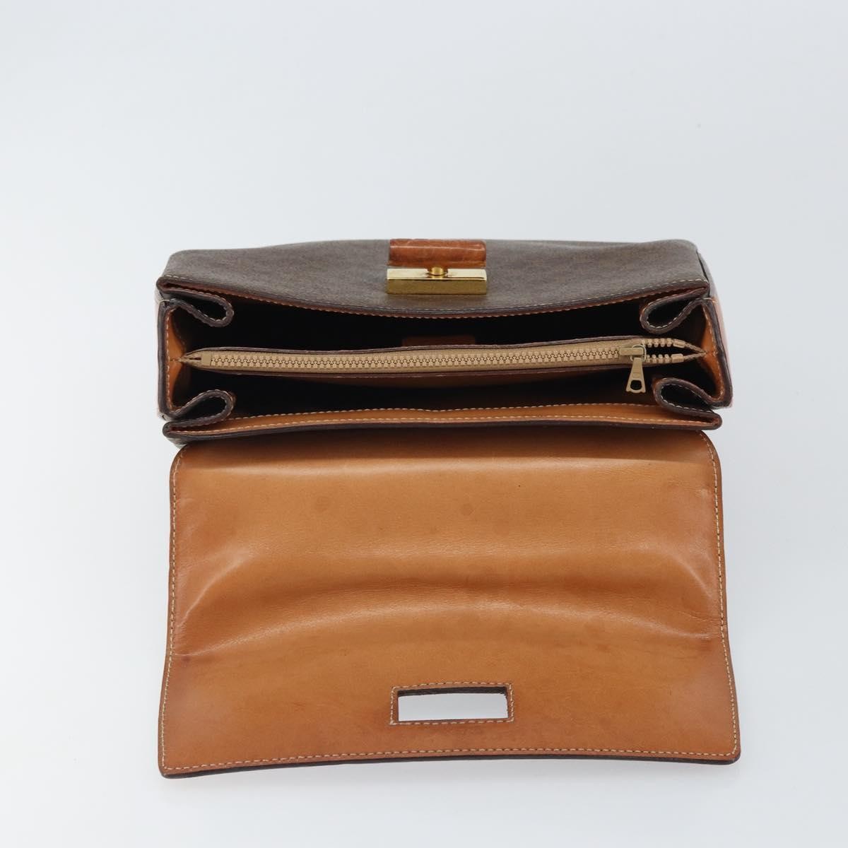 Celine Vintage Convertible Top Handle Bag Macadam Coated Canvas Brown Pvc Handbag