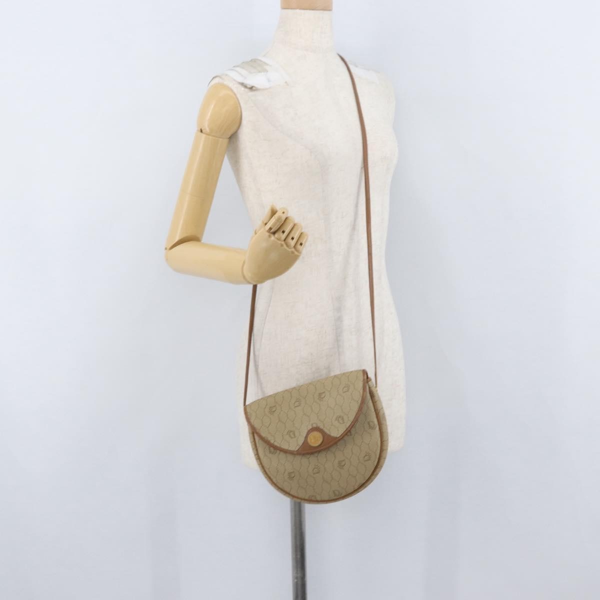 Christian Dior Vintage Honeycomb Flap Crossbody Bag Canvas And Leather Beige Canvas Shoulder Bag Bag (Pre-Owned)