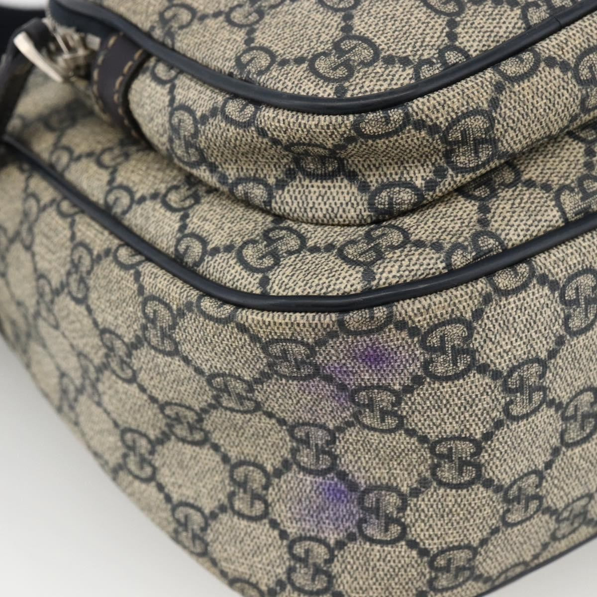 Gucci Double Pocket Messenger Bag Gg Coated Canvas Navy Canvas Shoulder Bag Bag (Pre-Owned)