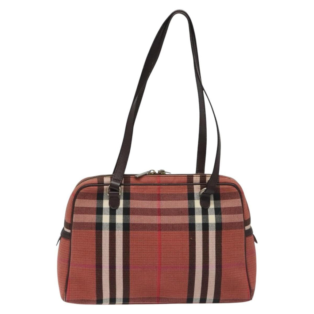 Burberry Nova Check Shoulder Bag Canvas Red Canvas Shoulder Bag