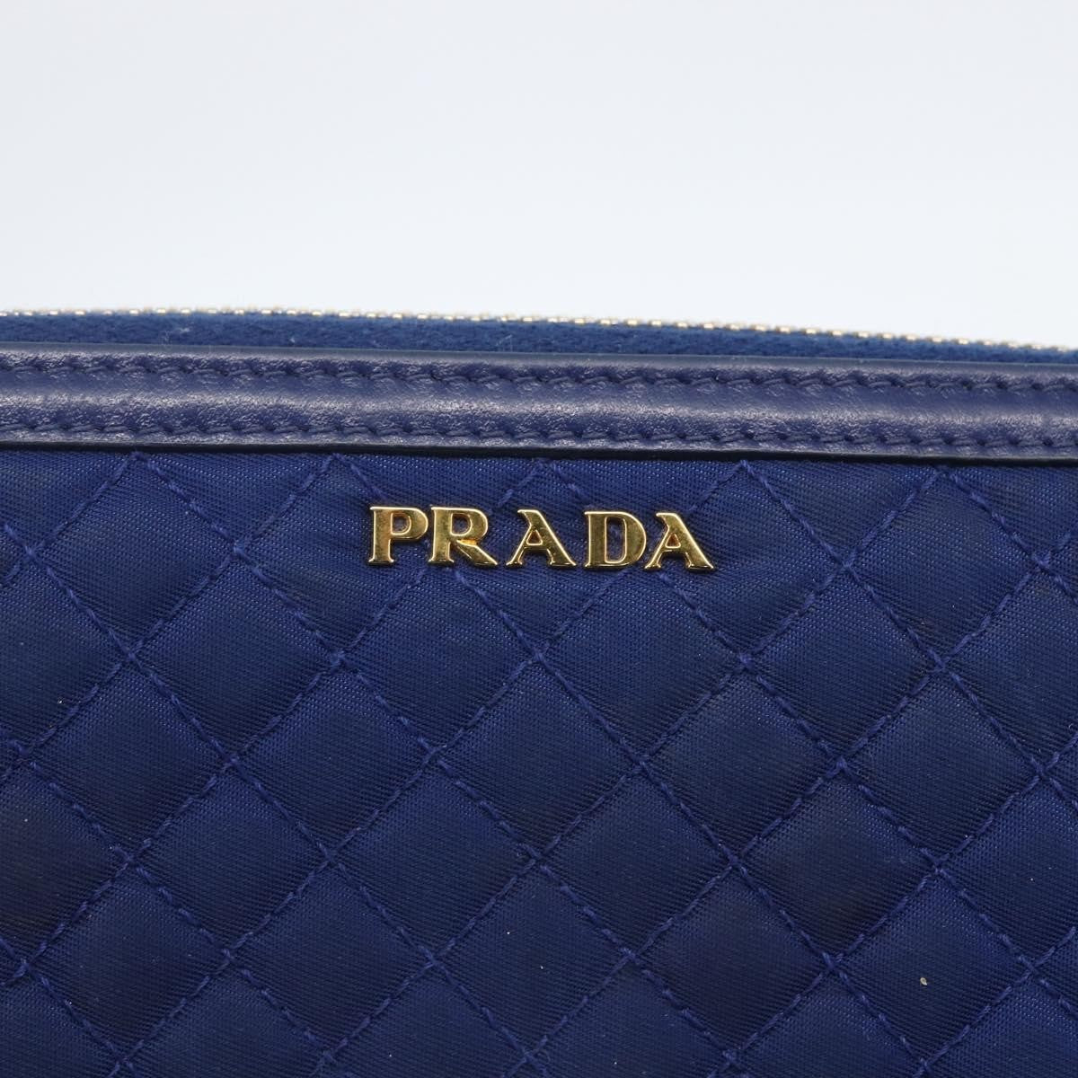 Prada Zip Around Organizer Wallet Saffiano Leather With Applique Blue Leather Wallets Accessory
