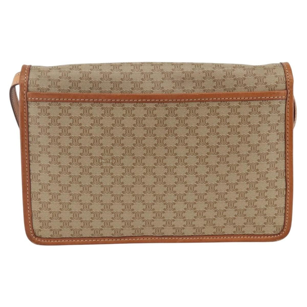 Celine Vintage Macadam Circle Logo Shoulder Bag Canvas And Leather Beige Canvas Shoulder Bag Bag