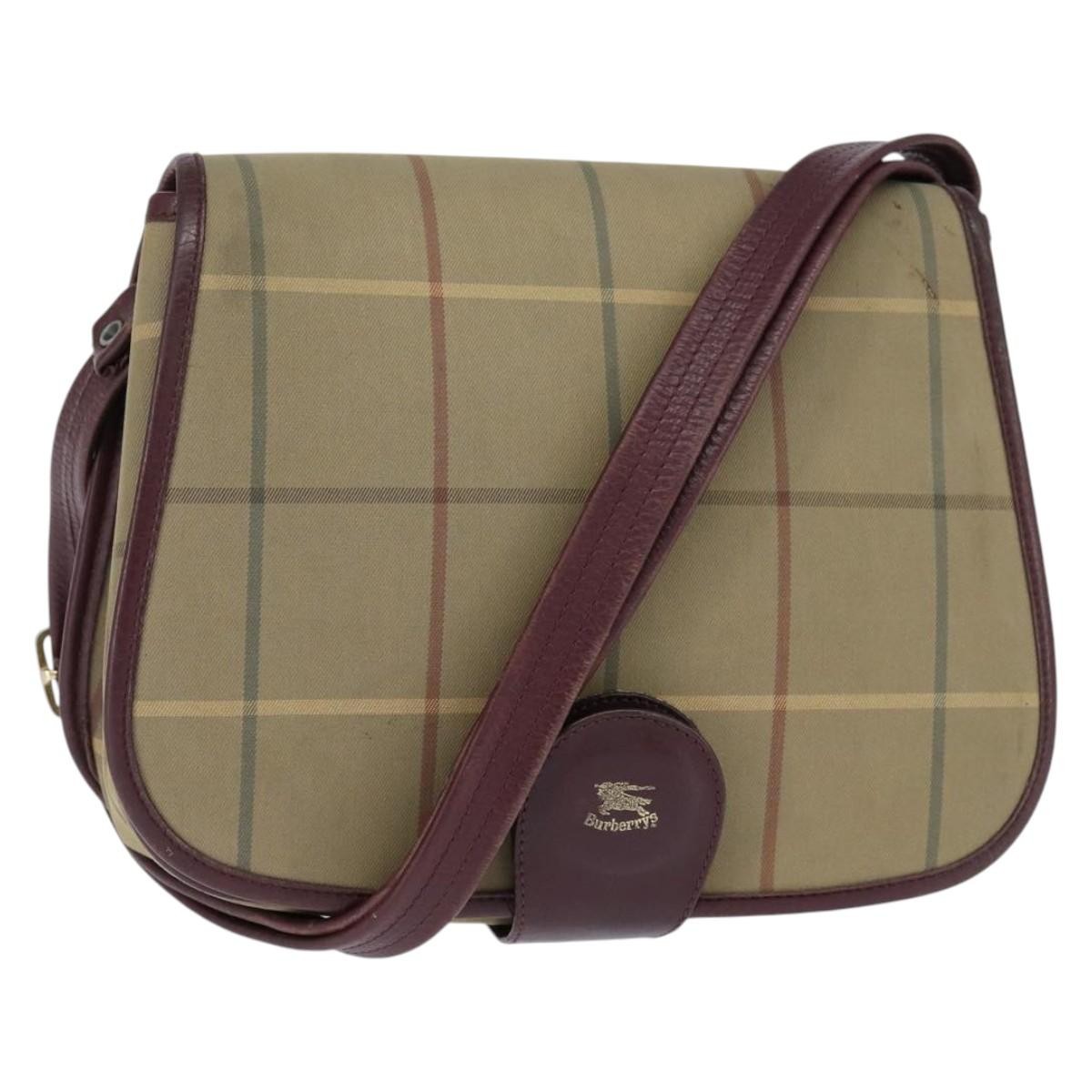 Burberry Nova Check Shoulder Bag Canvas Beige Canvas Shoulder Bag