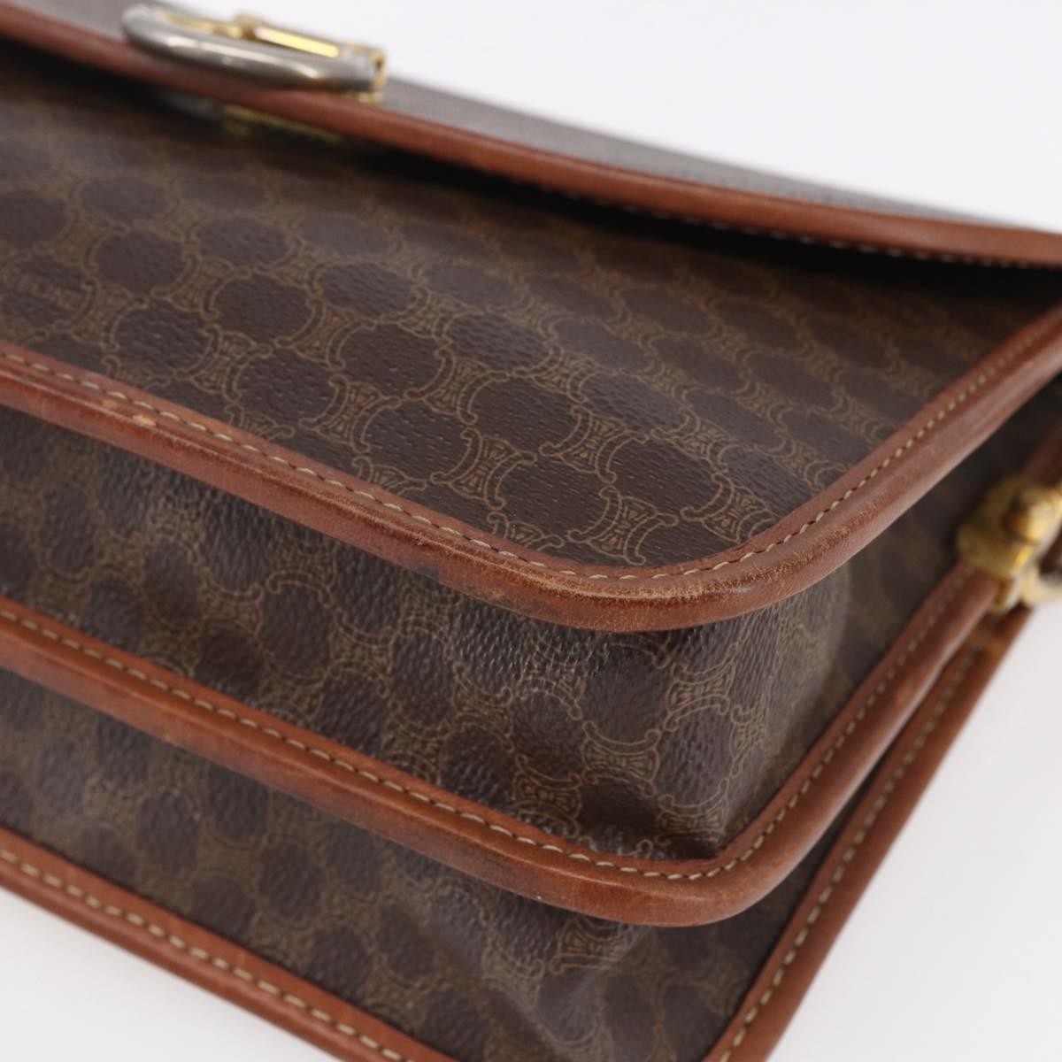 Celine Flap Shoulder Bag Canvas Brown Canvas Shoulder Bag Bag