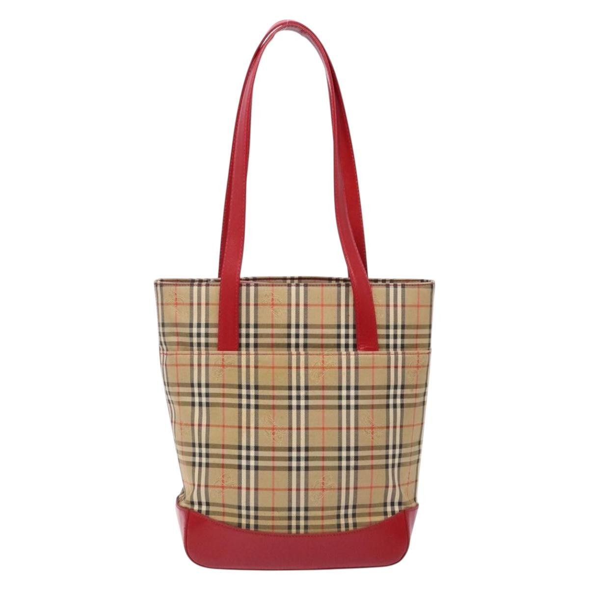 Burberry Nova Check Tote Canvas Check Pattern Beige Canvas Tote Bag