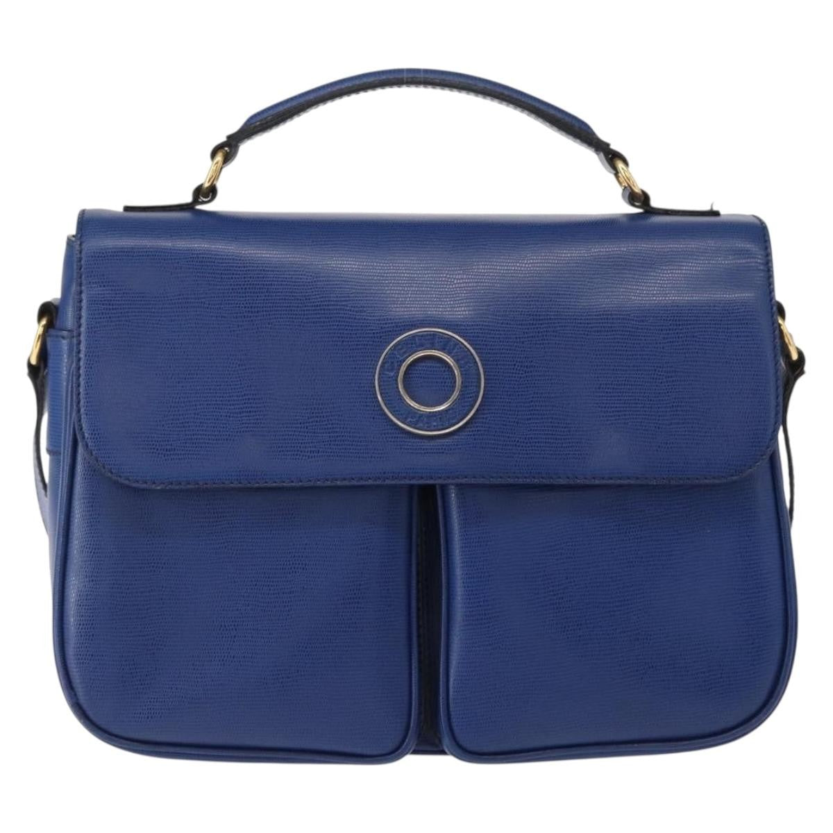Celine Vintage Circle Logo Crossbody Bag Leather Blue Leather Shoulder Bag Bag