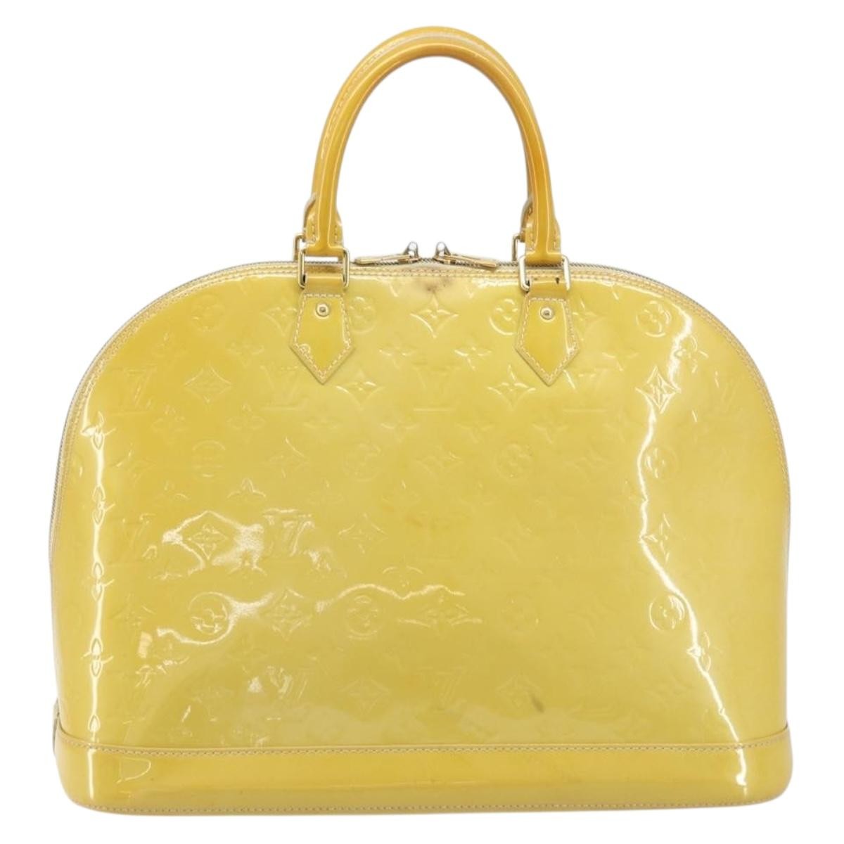 Louis Vuitton Alma Handbag Monogram Vernis Yellow Patent_Leather Handbag