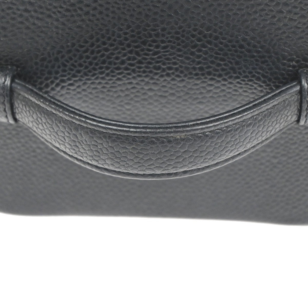 Chanel Vintage Timeless Cosmetic Case Caviar Black Leather Handbag