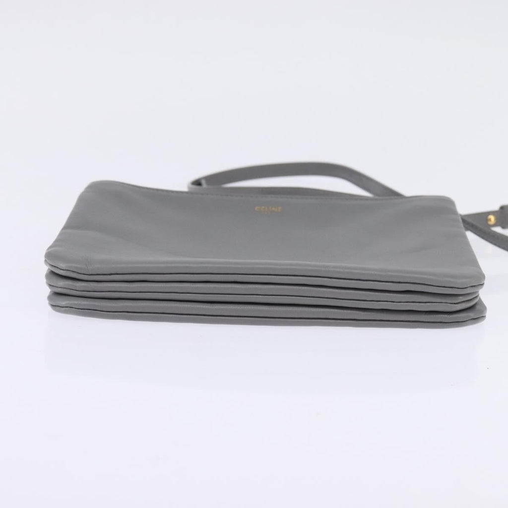 Celine Trio Crossbody Bag Leather Gray Leather Crossbody Bag Bag