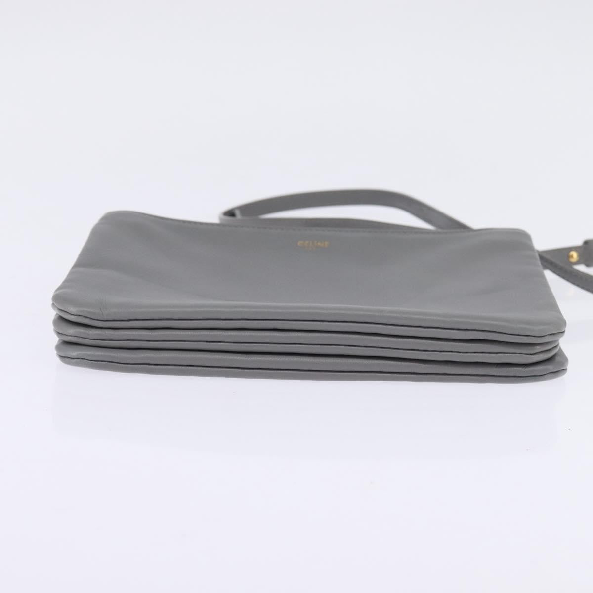 Celine Trio Crossbody Bag Leather Gray Leather Crossbody Bag Bag