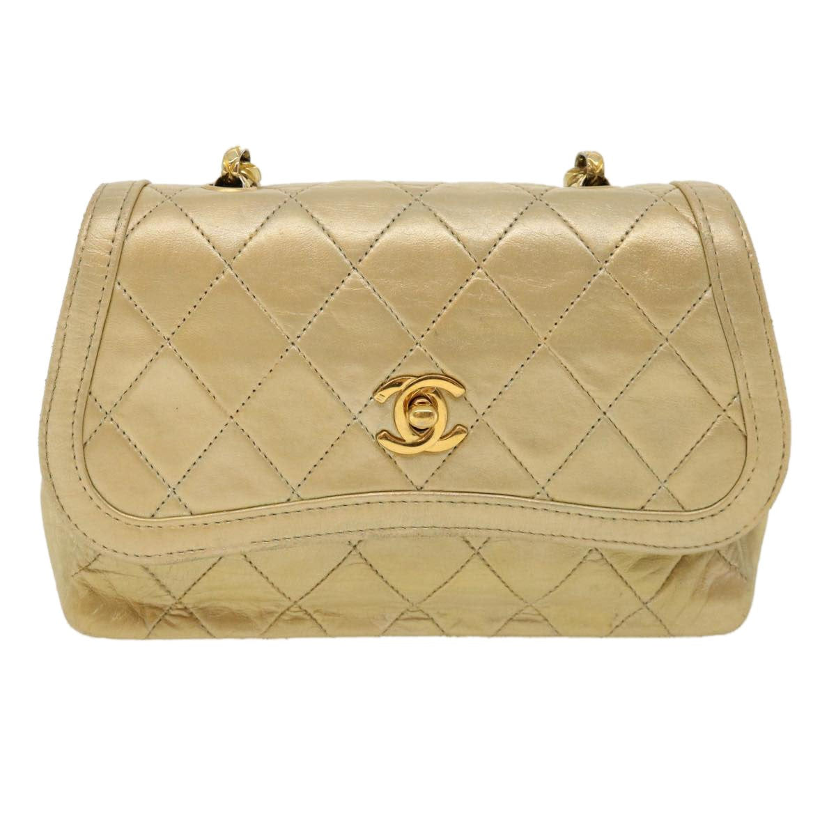 Chanel Vintage Cc Chain Flap Bag Quilted Lambskin Gold Leather Shoulder Bag Bag