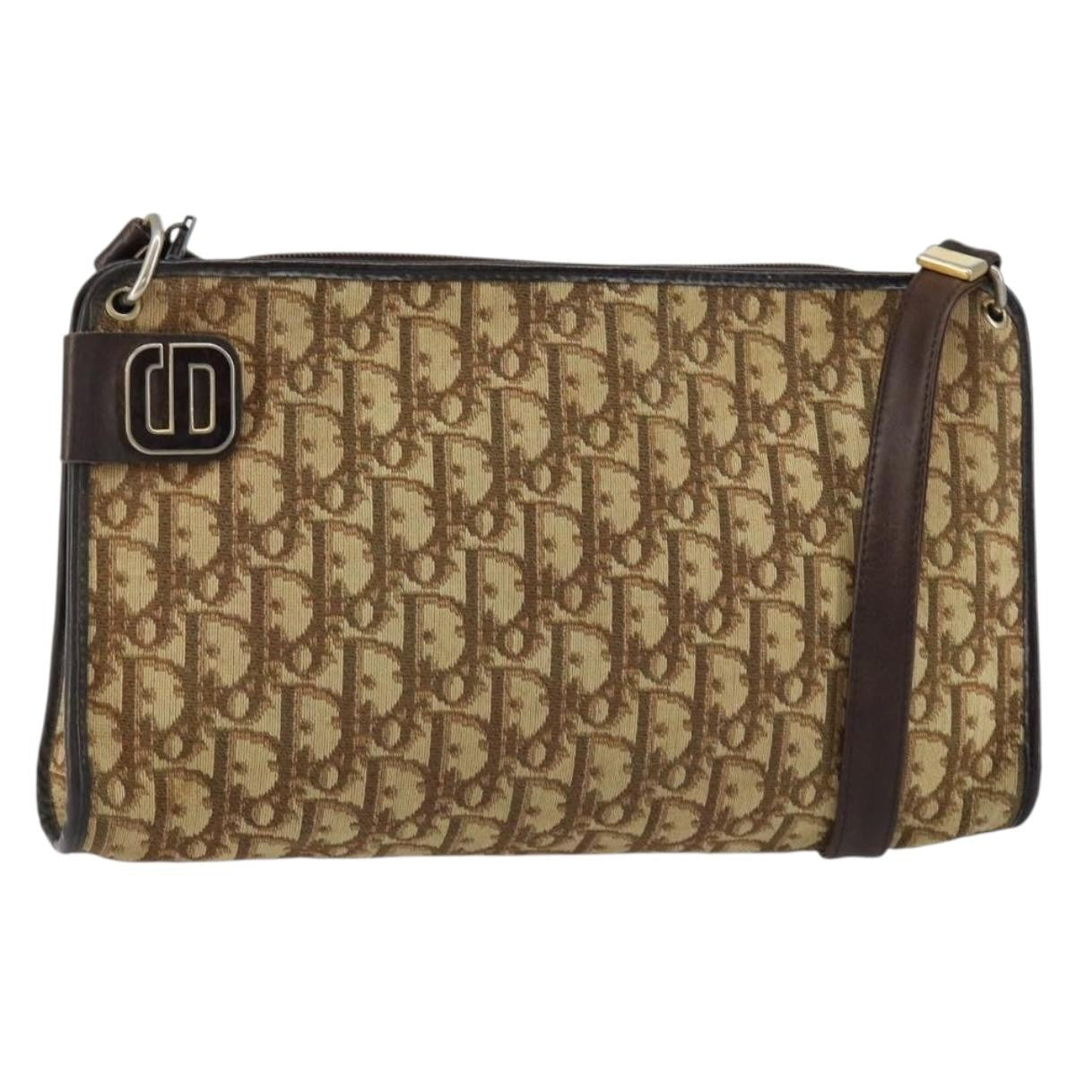 Christian Dior Vintage Trotter Shoulder Bag Canvas Beige Canvas Shoulder Bag Bag (Pre-Owned)