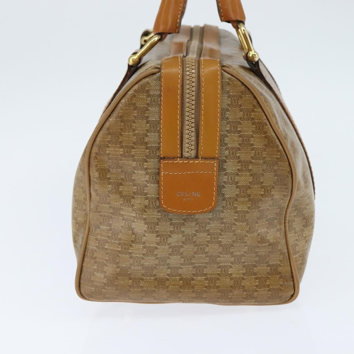 Celine Vintage Duffle Bag Macadam Coated Canvas Beige Canvas Handbag