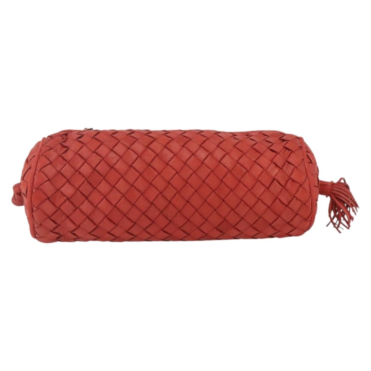 Bottega Veneta Intrecciato Clutch Bag Leather Red Leather Clutche & Pouche Bag
