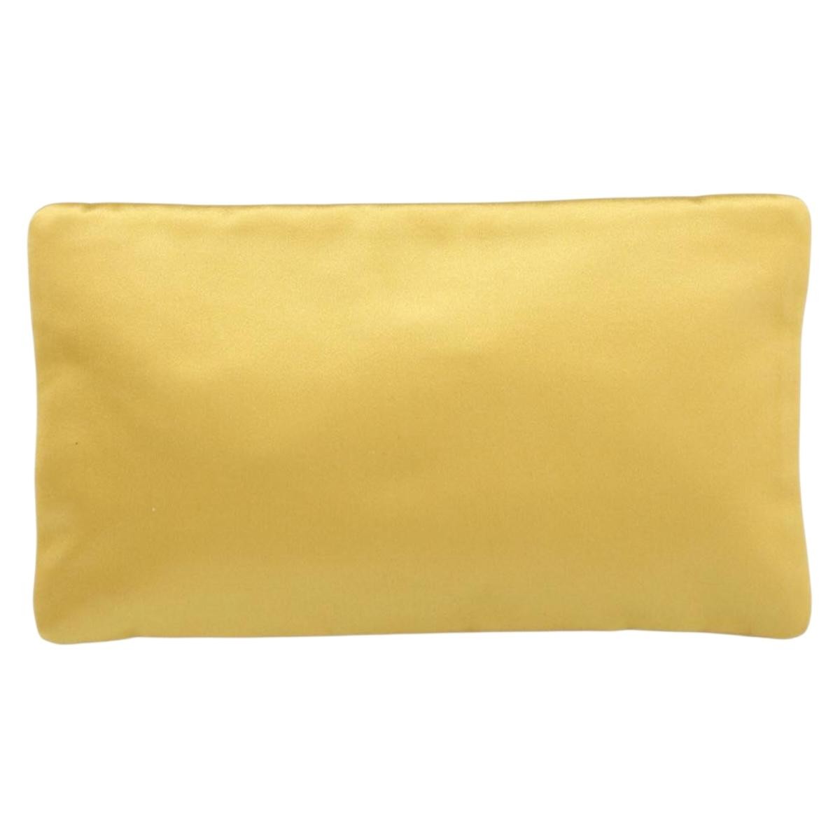 Prada Clutch Satin Gold Satin Clutche & Pouche Bag