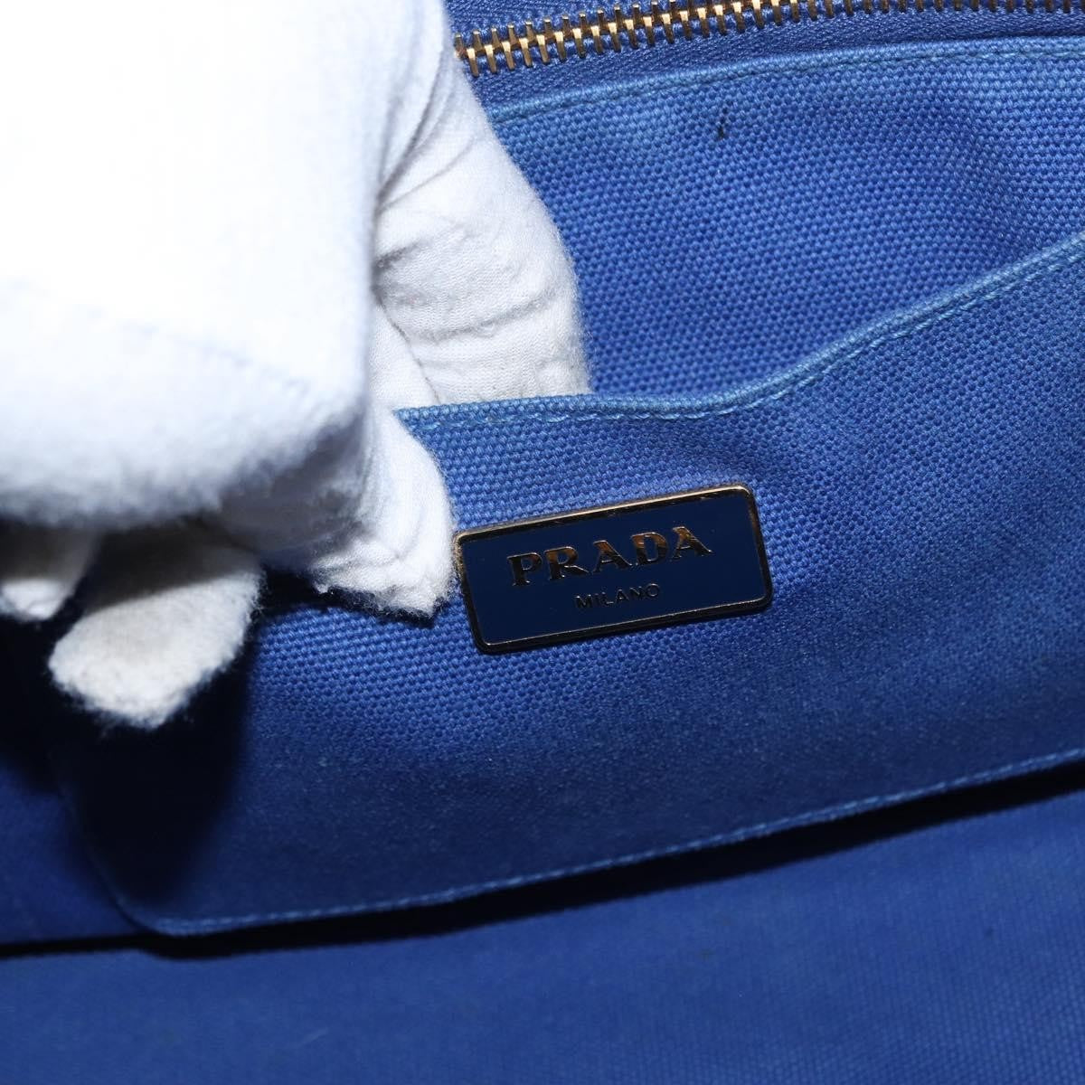 Prada Canapa Open Tote Canvas Blue Canvas Tote Bag Bag
