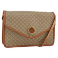 Celine Vintage Macadam Circle Logo Shoulder Bag Canvas And Leather Beige Canvas Shoulder Bag Bag