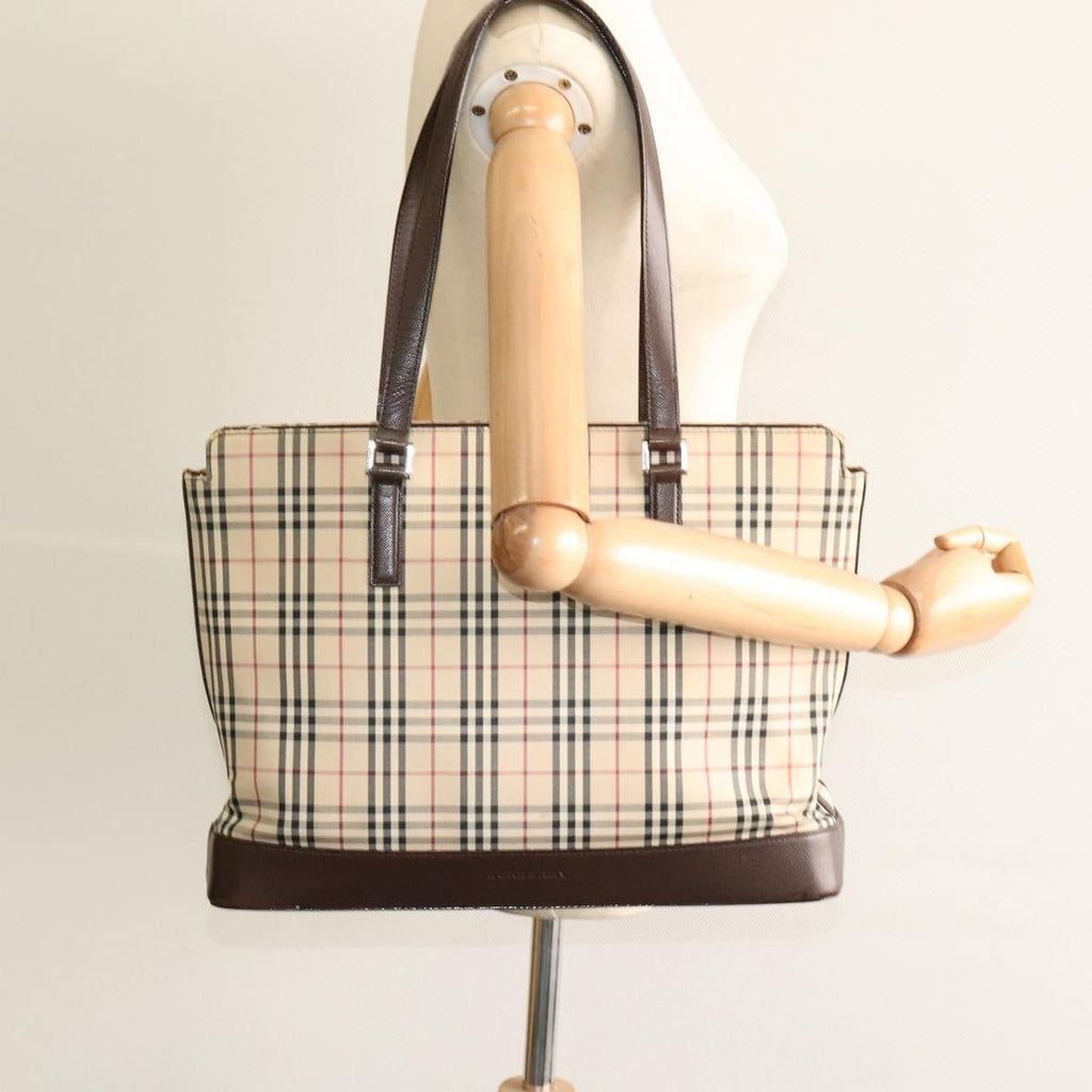 Burberry Nova Check Tote Canvas And Leather Beige Canvas Tote Bag