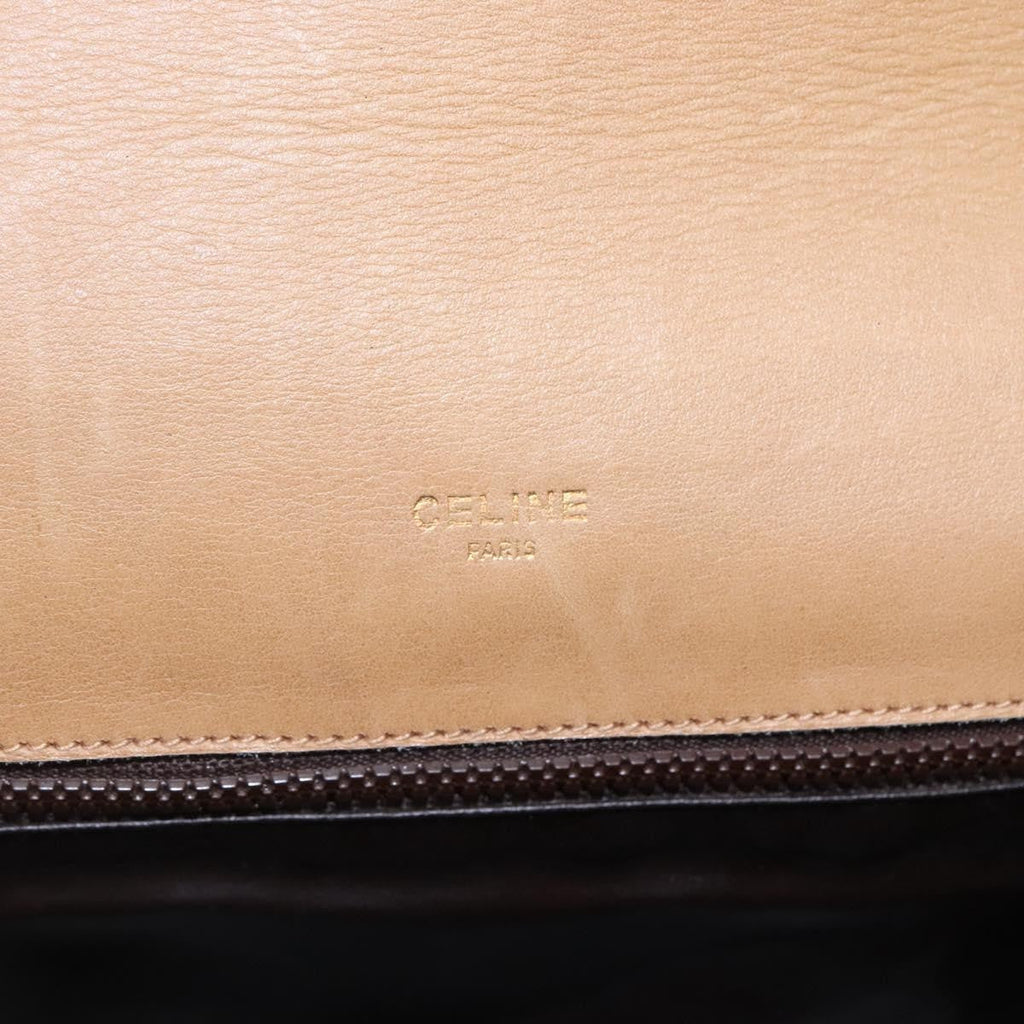 Celine Vintage Macadam Shoulder Bag Canvas And Leather Beige Canvas Shoulder Bag Bag