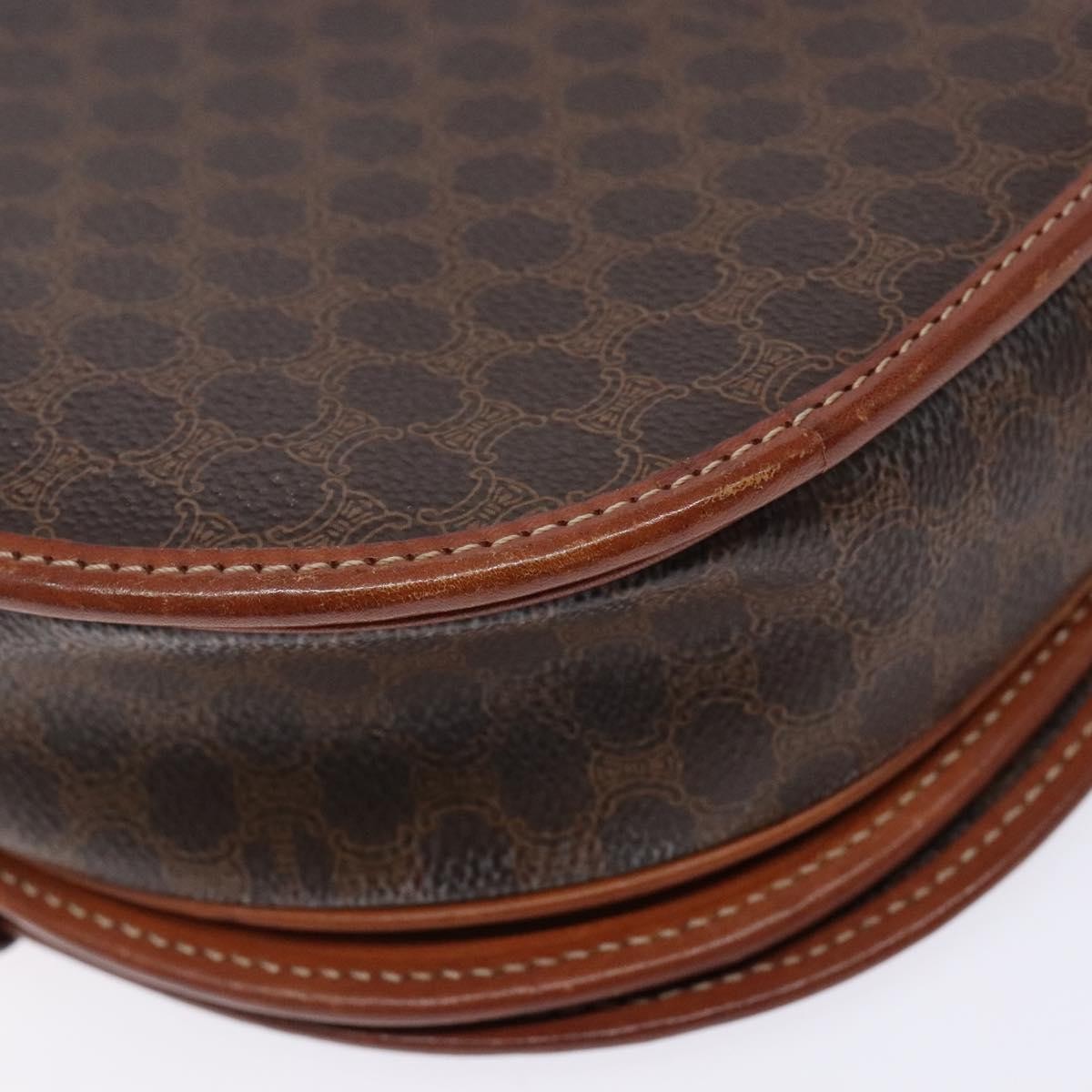Celine Macadam Shoulder Bag Pvc Leather Brown Canvas Bag