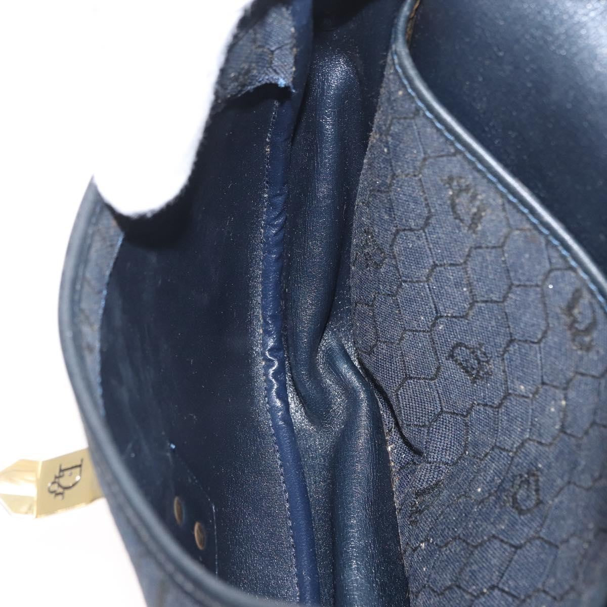 Christian Dior Vintage Honeycomb Flap Crossbody Bag Canvas And Leather Black Canvas Shoulder Bag Bag (Pre-Owned)