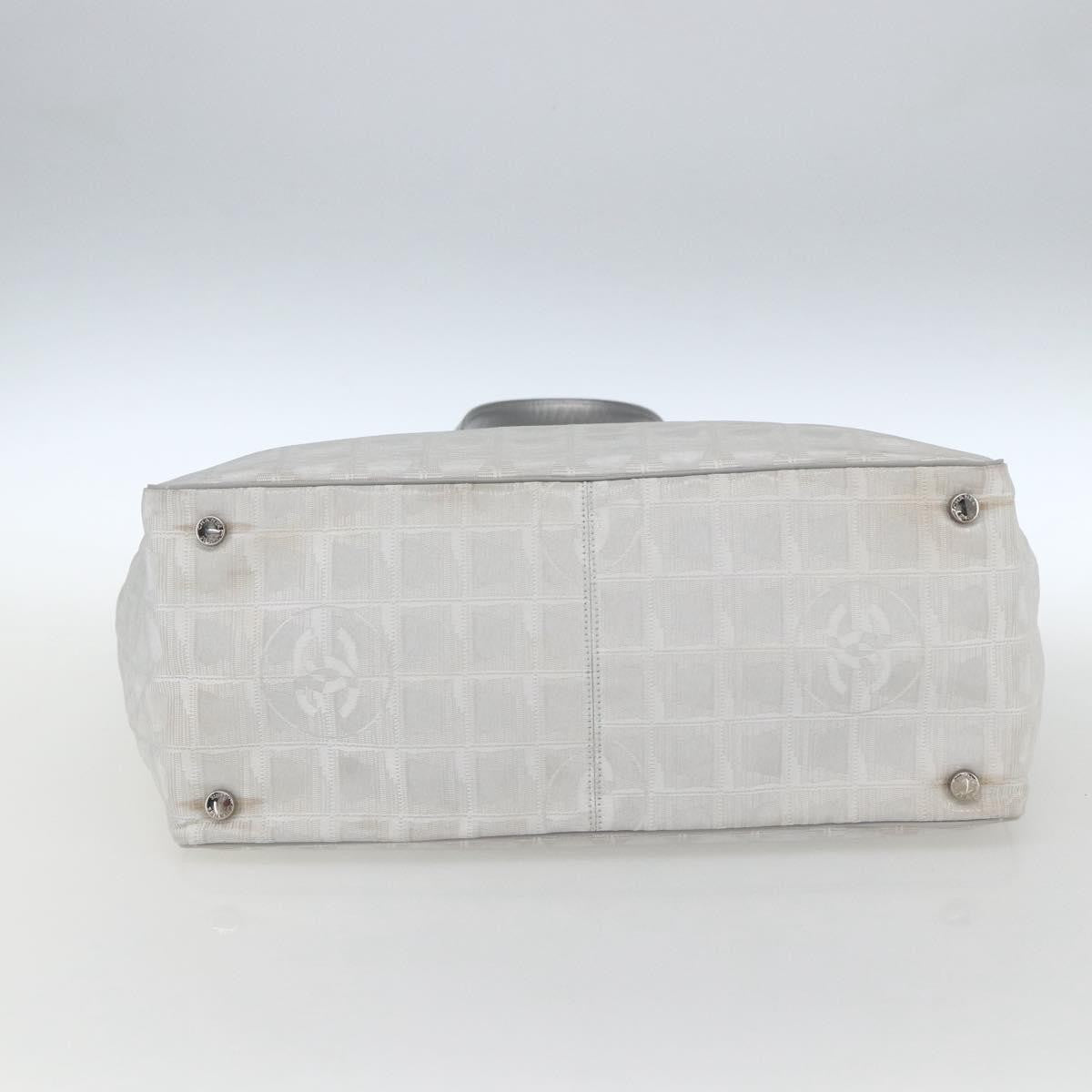 Chanel Travel Line Tote Nylon Silver Nylon Tote Bag Bag