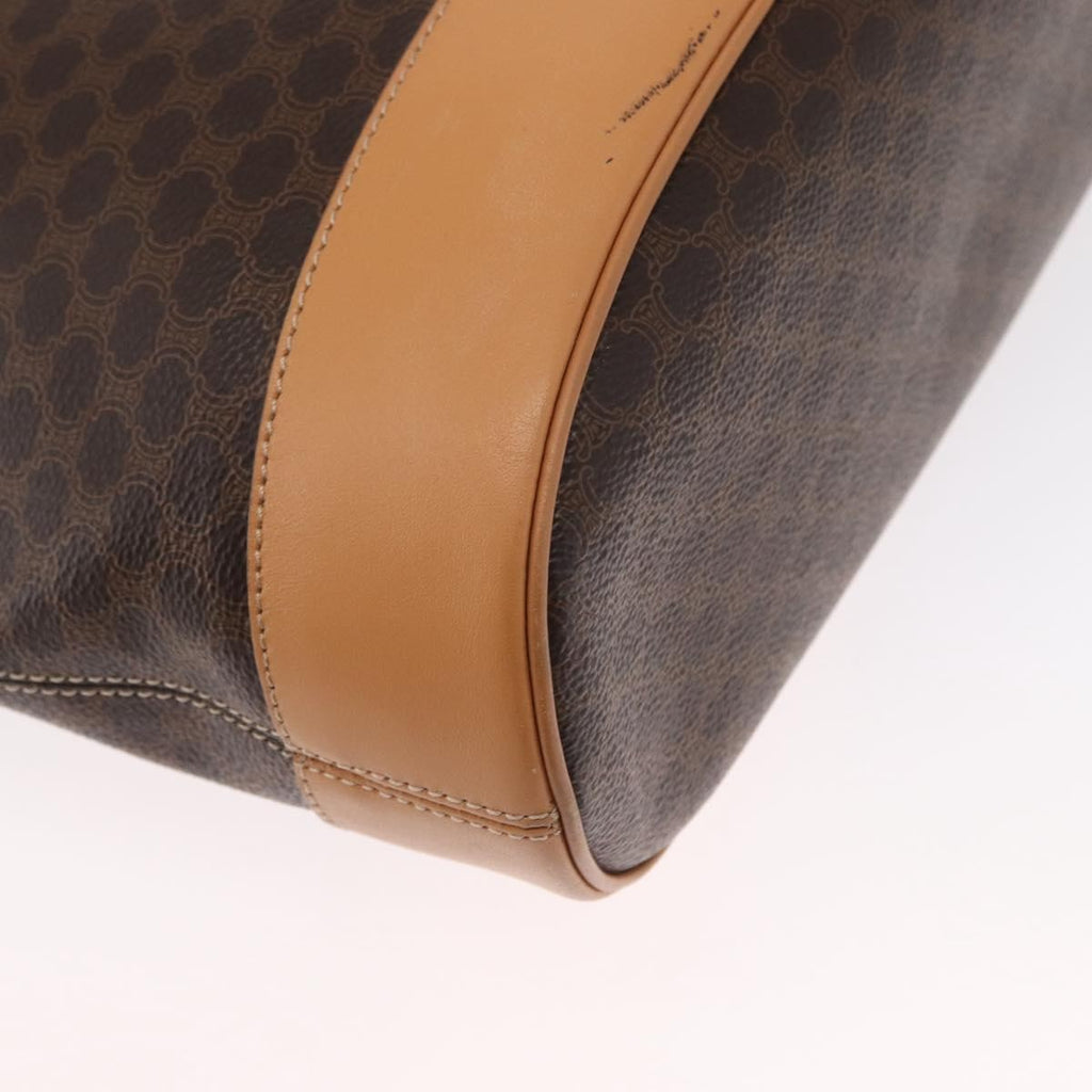 Celine Vintage Macadam Shoulder Bag Canvas And Leather Brown Canvas Shoulder Bag Bag