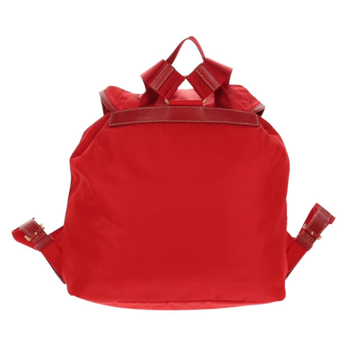 Prada Vela Double Front Pocket Backpack Tessuto With Saffiano Leather Red Nylon Backpack Bag