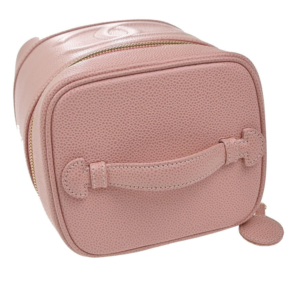Chanel Vintage Timeless Cosmetic Case Caviar Pink Leather Handbag