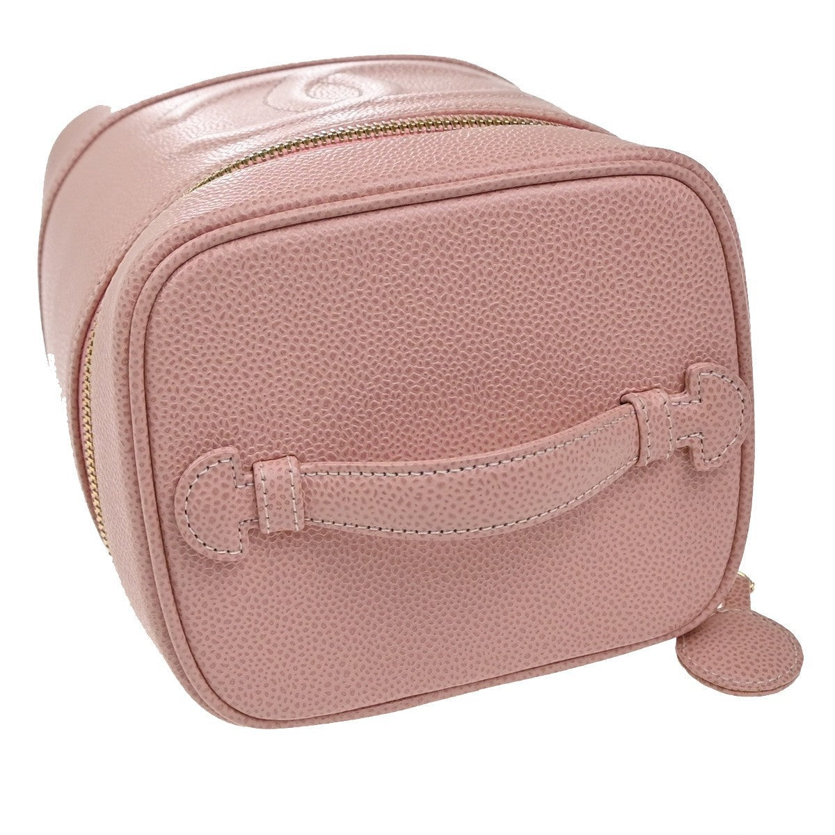Chanel Vintage Timeless Cosmetic Case Caviar Pink Leather Handbag
