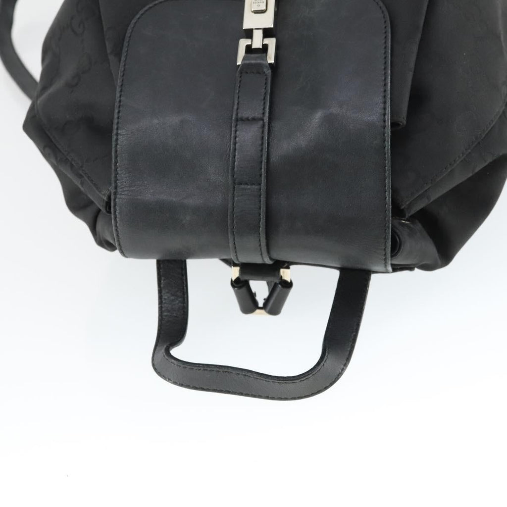 Gucci Vintage Jackie Backpack Gg Canvas Black Canvas Backpack Bag (Pre-Owned)