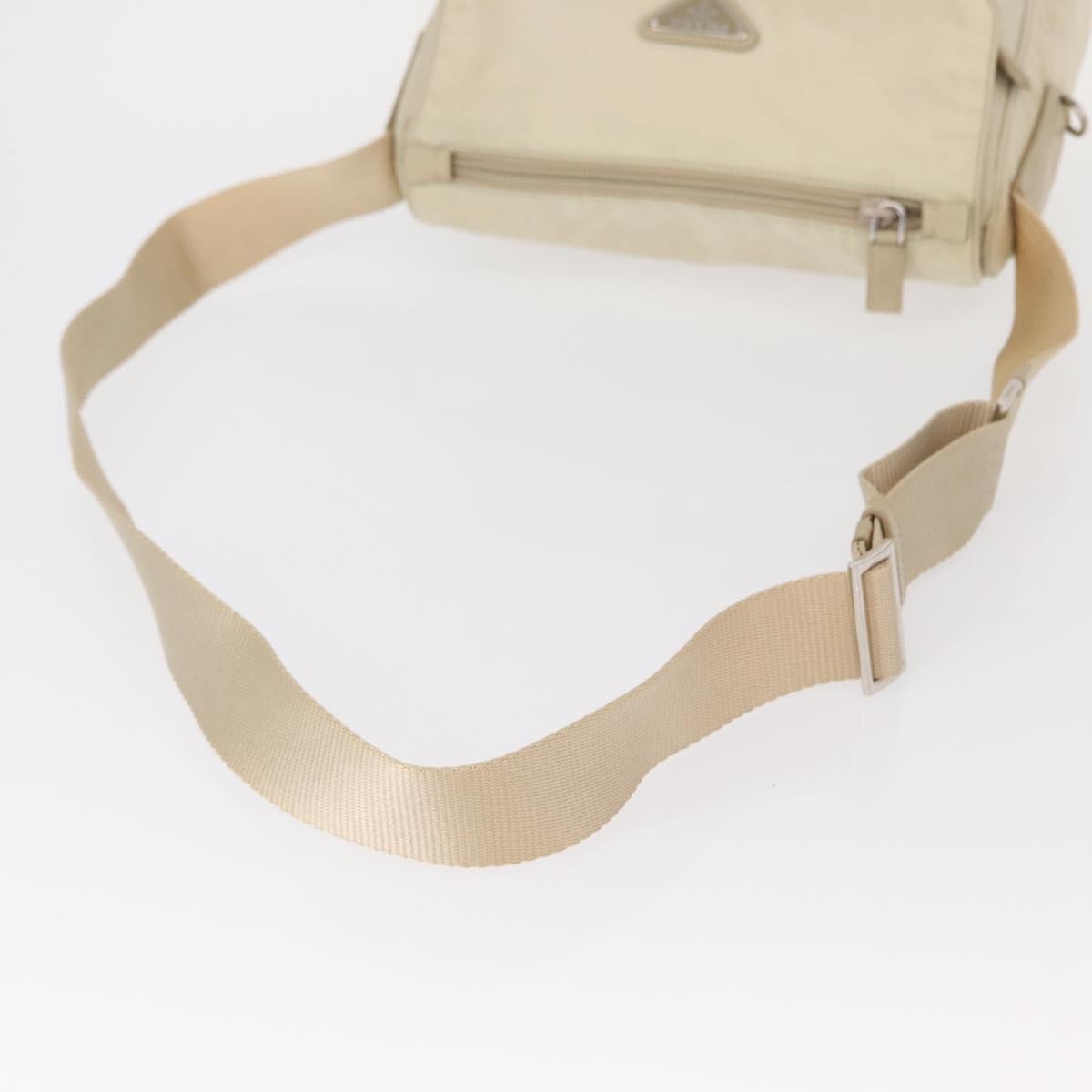 Prada Buckle Messenger Bag Tessuto Beige Nylon Shoulder Bag Bag
