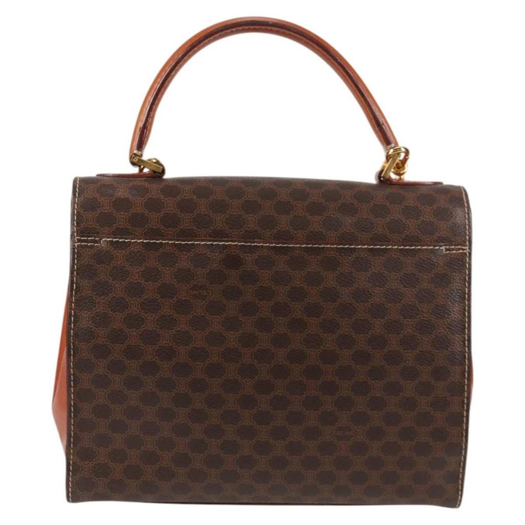 Celine Vintage Convertible Top Handle Bag Macadam Coated Canvas Brown Canvas Bag