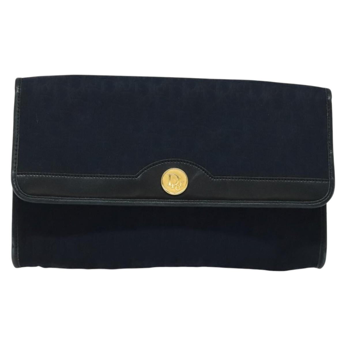 Christian Dior Vintage Chain Flap Shoulder Bag Diorissimo Canvas Navy Canvas Shoulder Bag Bag (Pre-Owned)
