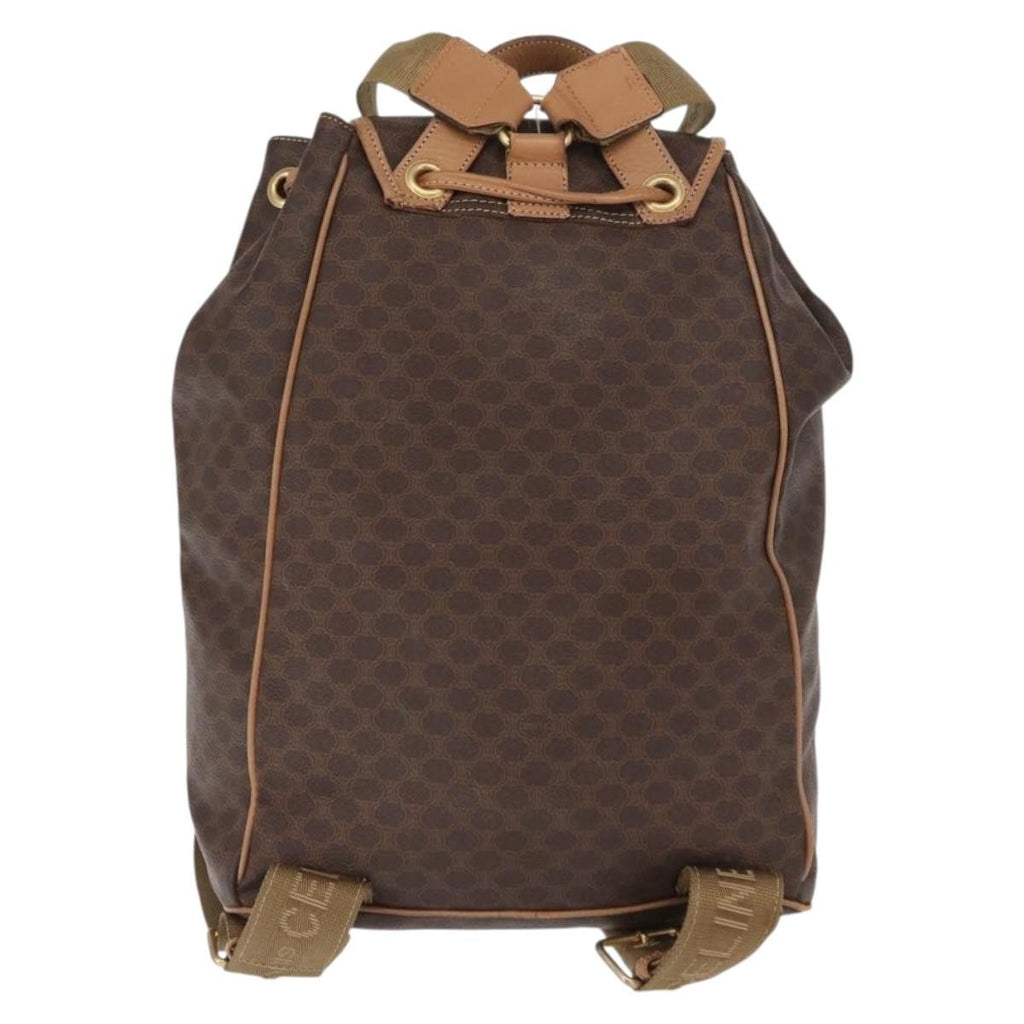 Celine Vintage Macadam Backpack Canvas And Leather Brown Canvas Backpack Bag