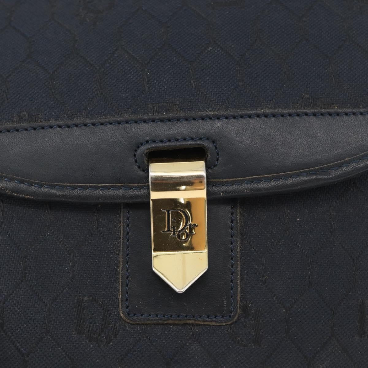 Christian Dior Vintage Honeycomb Flap Crossbody Bag Canvas And Leather Black Canvas Shoulder Bag Bag (Pre-Owned)