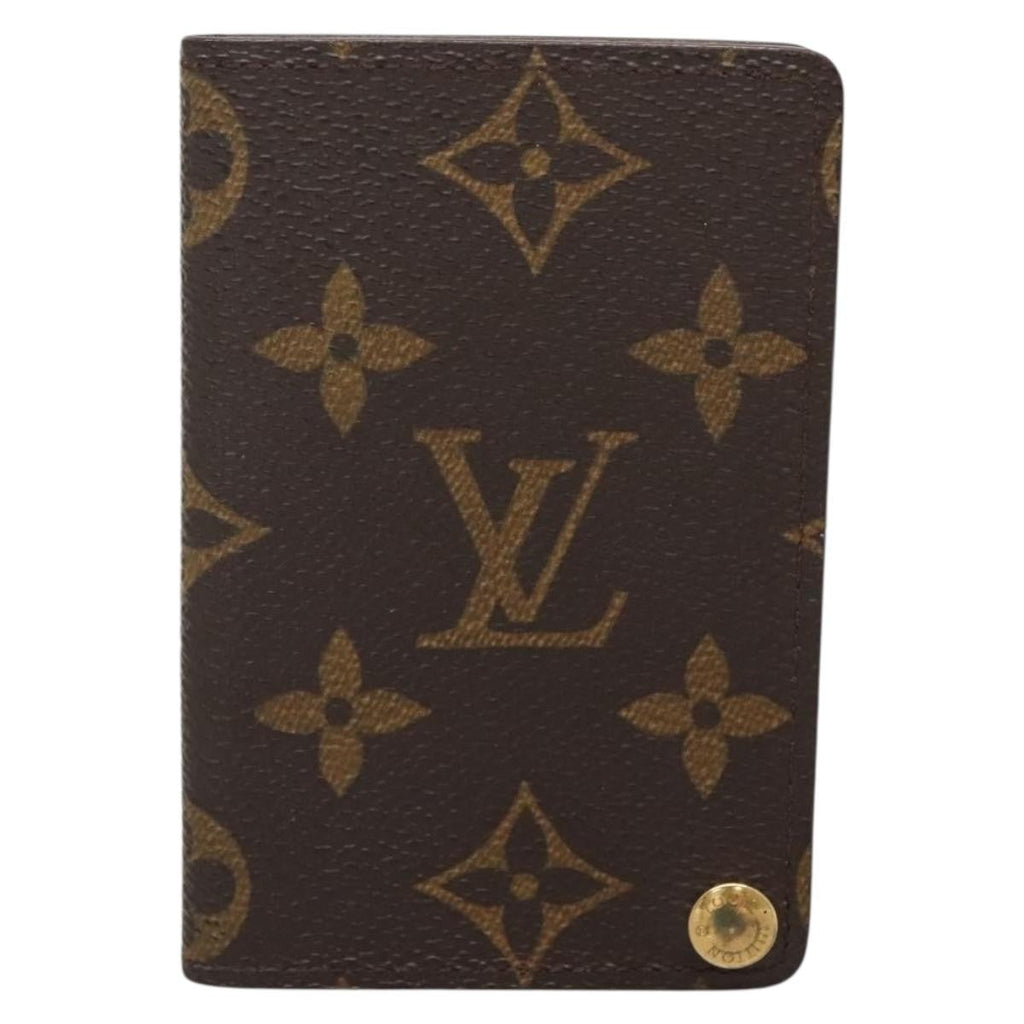 Louis Vuitton Porte Cartes Pression Card Case Monogram Canvas Brown Canvas Card Holders Accessory