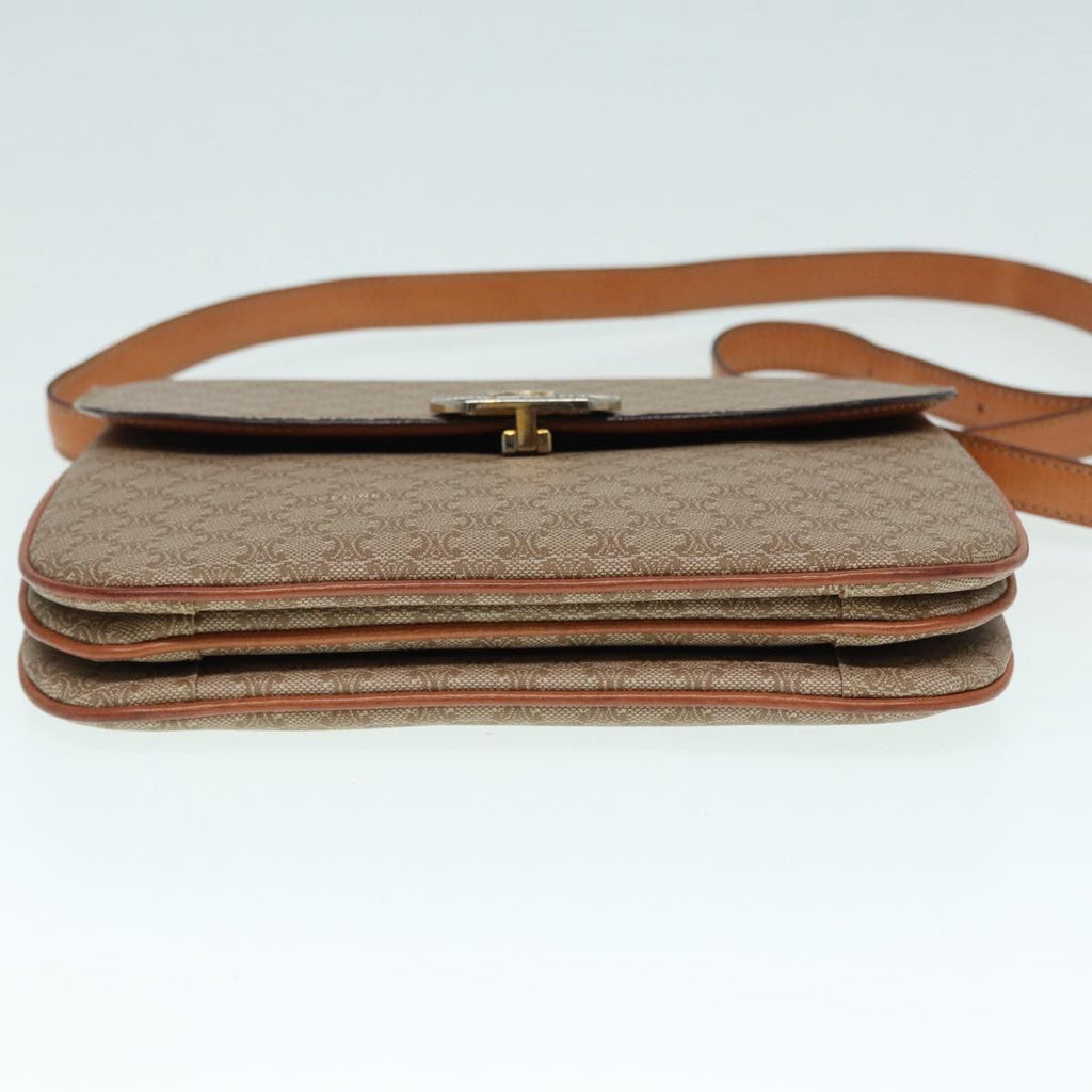 Celine Vintage Macadam Shoulder Bag Canvas And Leather Beige Canvas Shoulder Bag Bag