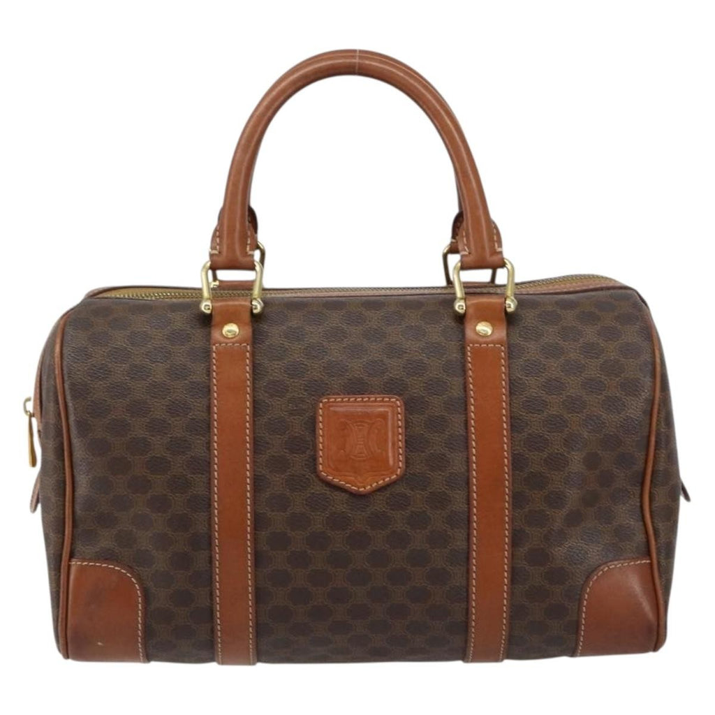 Celine Vintage Macadam Boston Bag Canvas Brown Canvas Handbag