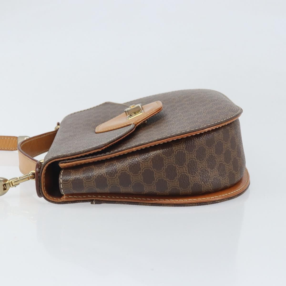 Celine Vintage Macadam Shoulder Bag Canvas And Leather Brown Canvas Shoulder Bag Bag