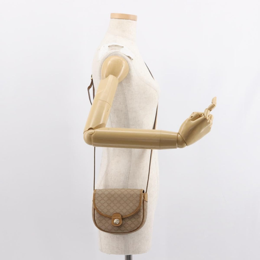 Celine Vintage Macadam Shoulder Bag Canvas And Leather Beige Canvas Shoulder Bag Bag