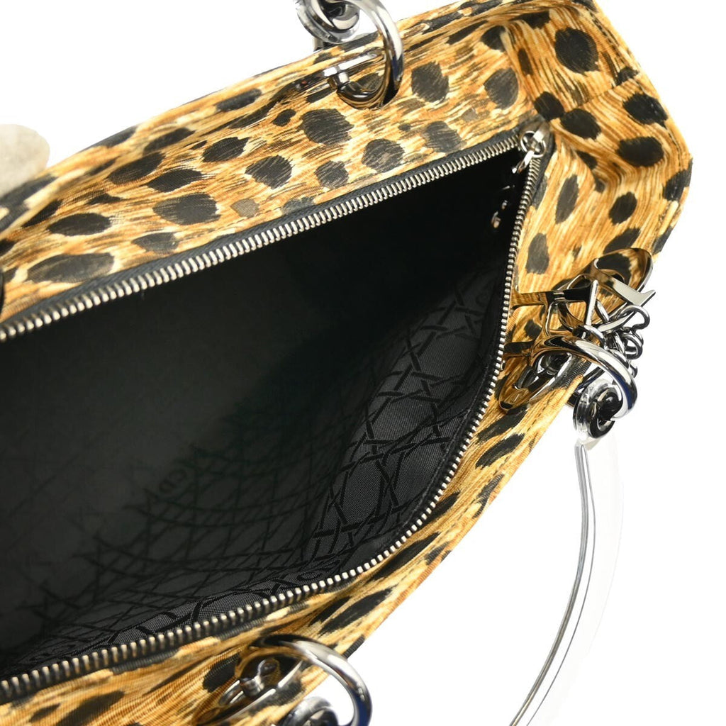 Christian Dior Vintage Lady Dior Bag Printed Canvas Yellow Canvas Handbag (Pre-Owned)