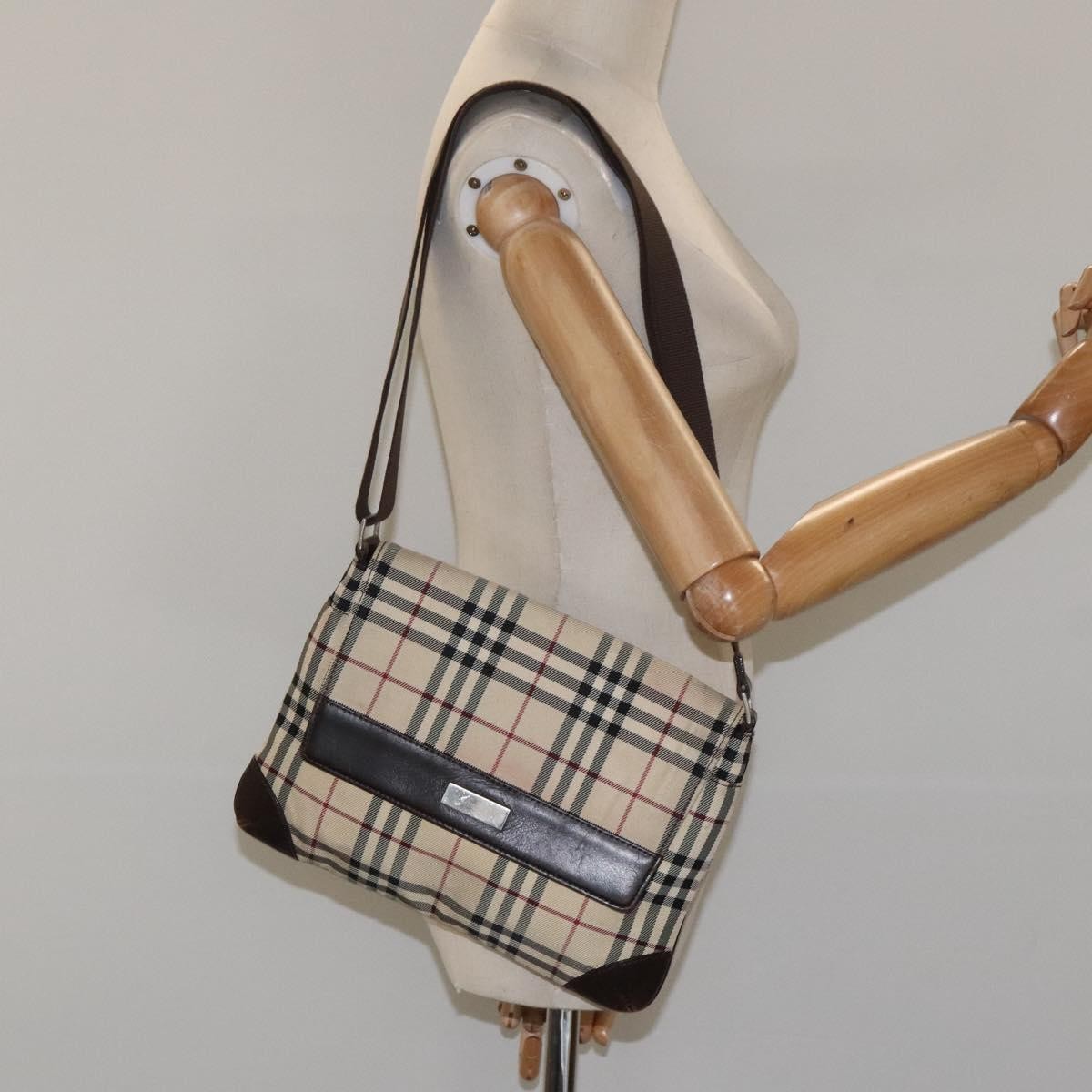 Burberry Nova Check Shoulder Bag Canvas And Leather Beige Canvas Shoulder Bag
